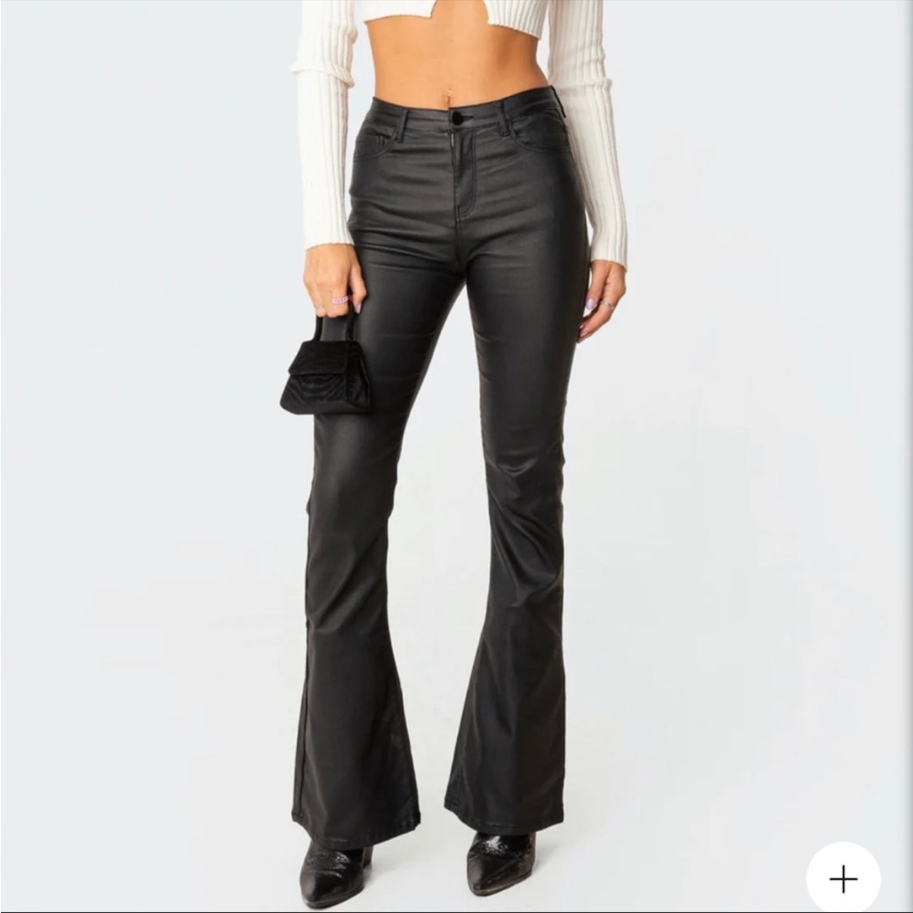 Edikted Luna Faux Leather Pants Flare/Boot Cut
